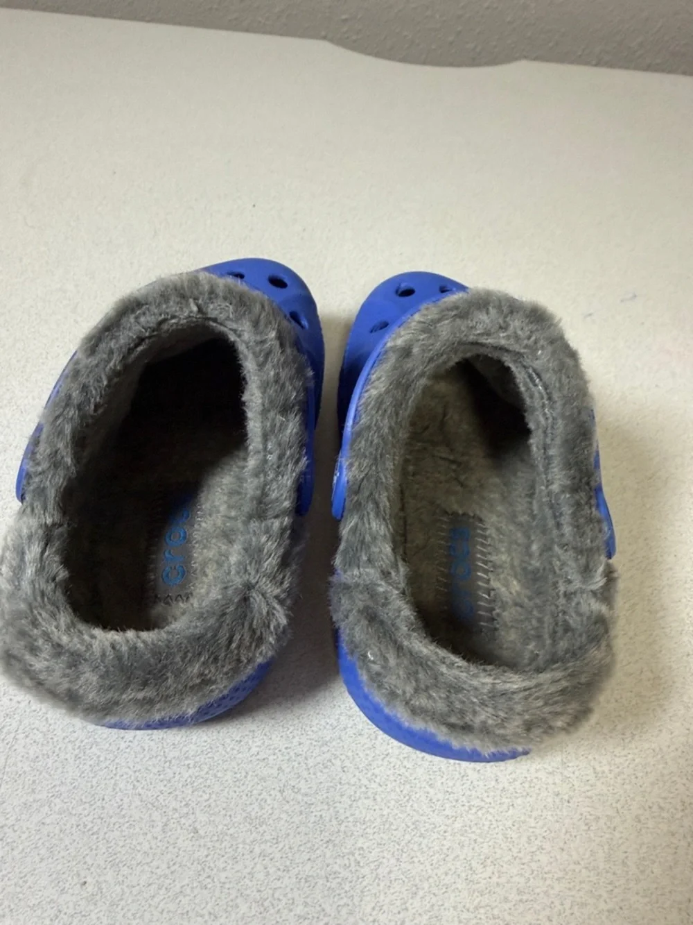 CROCS Kids Blue Faux-Fur Lined Clog